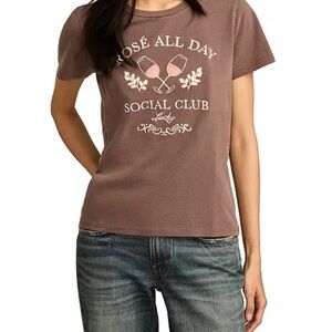 Lucky Brand Brown Graphic Tee - Short Sleeve Women’s Medium rose t shirt brown